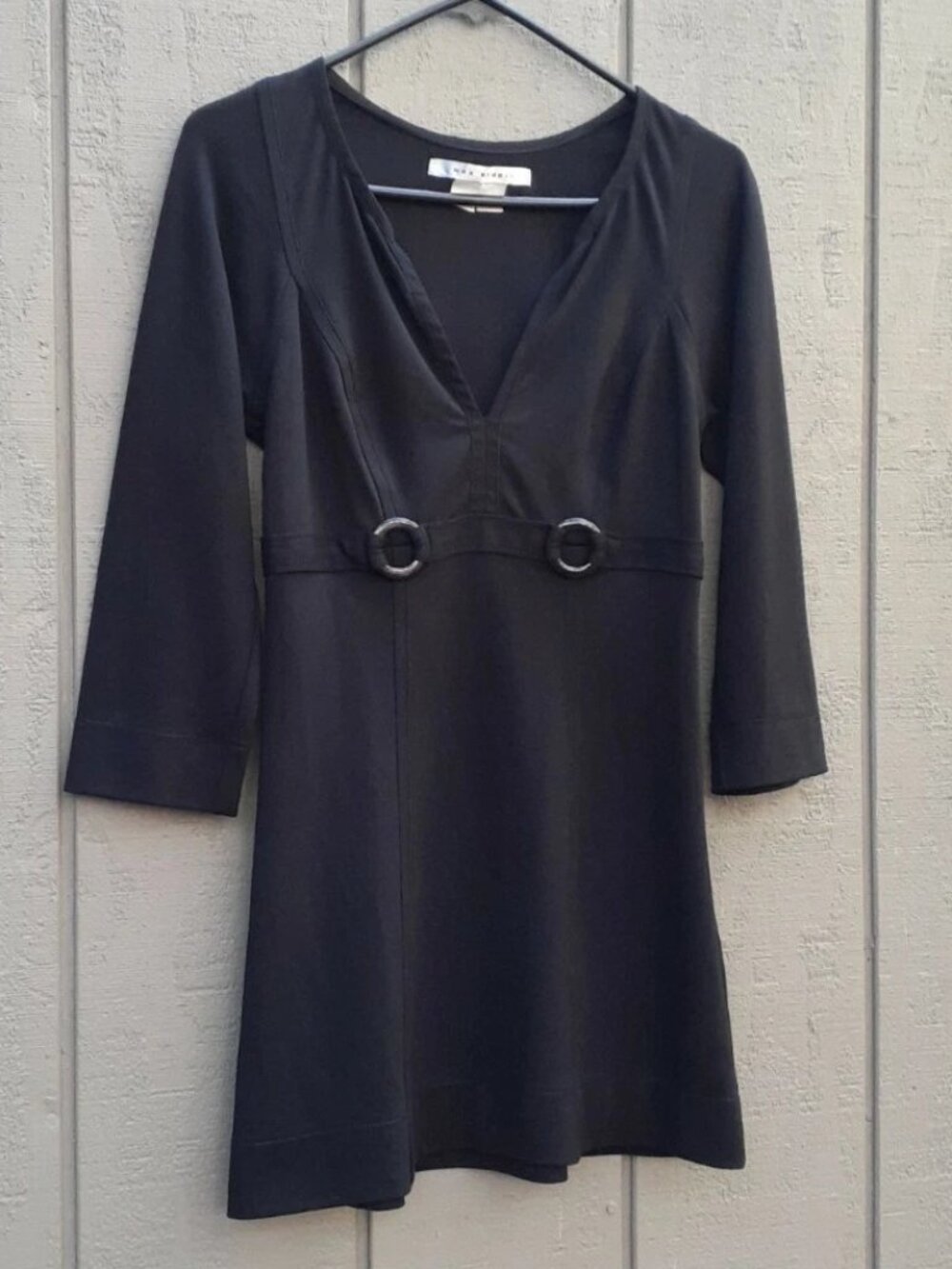 Vtg 90s Max Studio Dress O Ring Goth Black Witch BDSM Bondage Skater Mini XS